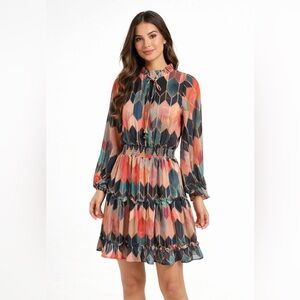 Mulla Long Sleeve Cocktail Dress with Mandarin Collar Size S